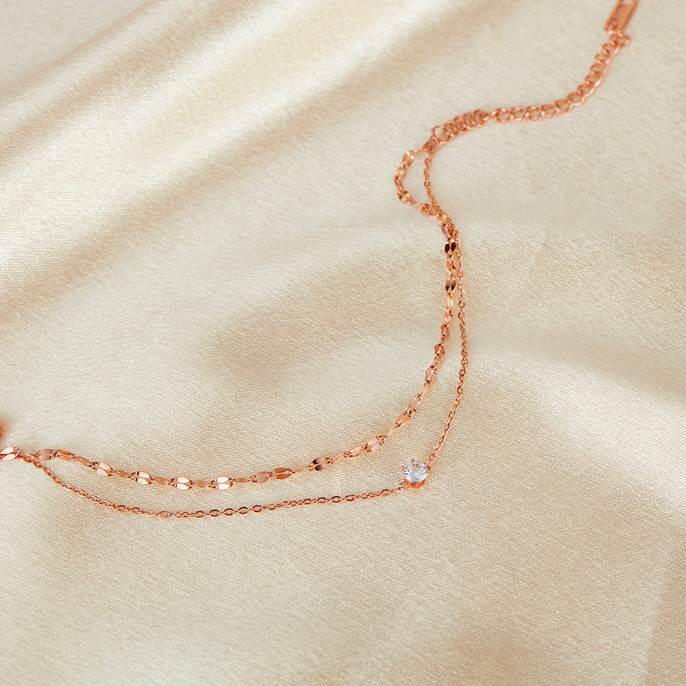 Zircon Titanium Steel Bracelet for Girls - Minimalist Dainty Hand Chain, Trendy Ins Fashion Jewelry