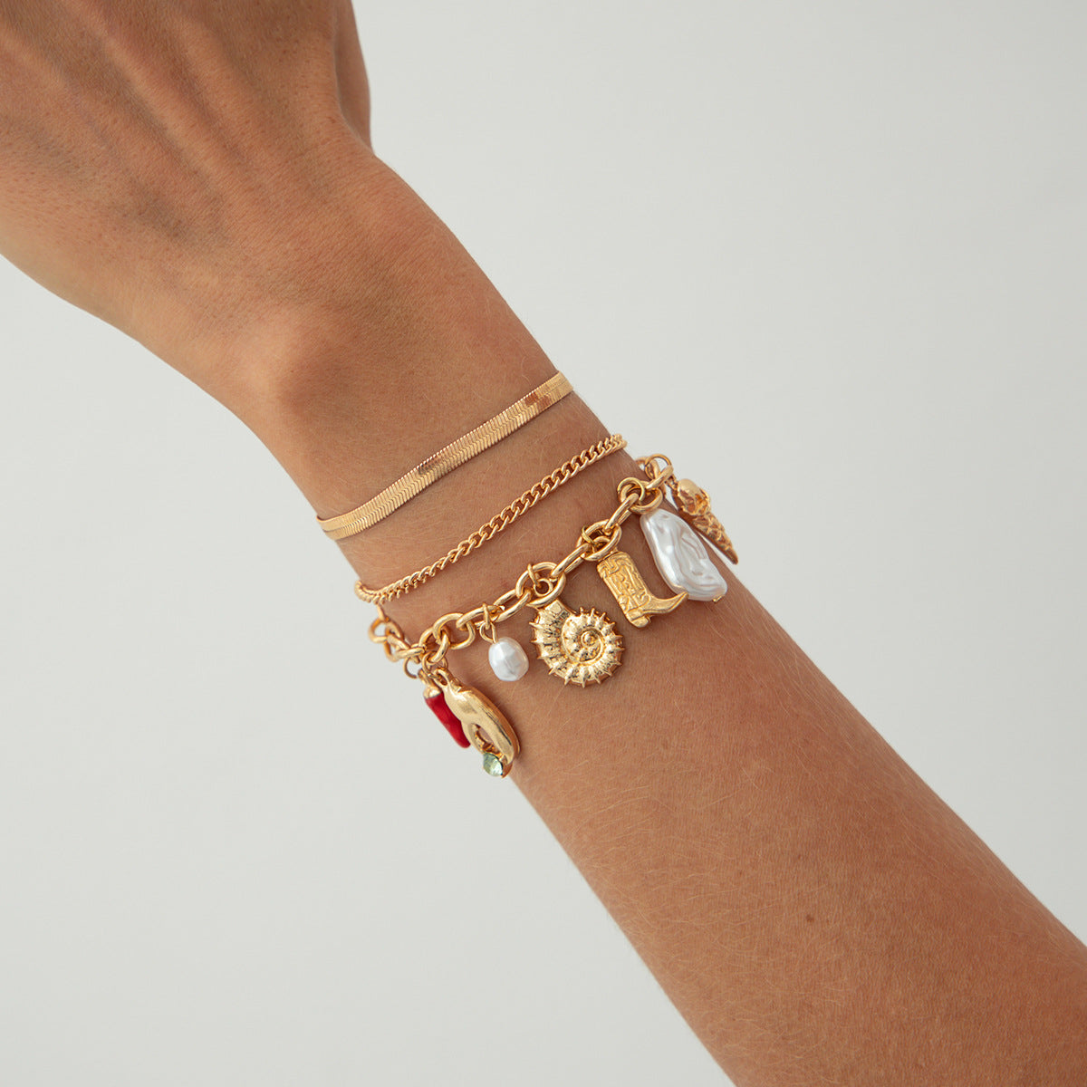 Multi-Pendant Layered Bracelet - Dainty Stackable Chain for Women | Minimalist Luxury Jewelry