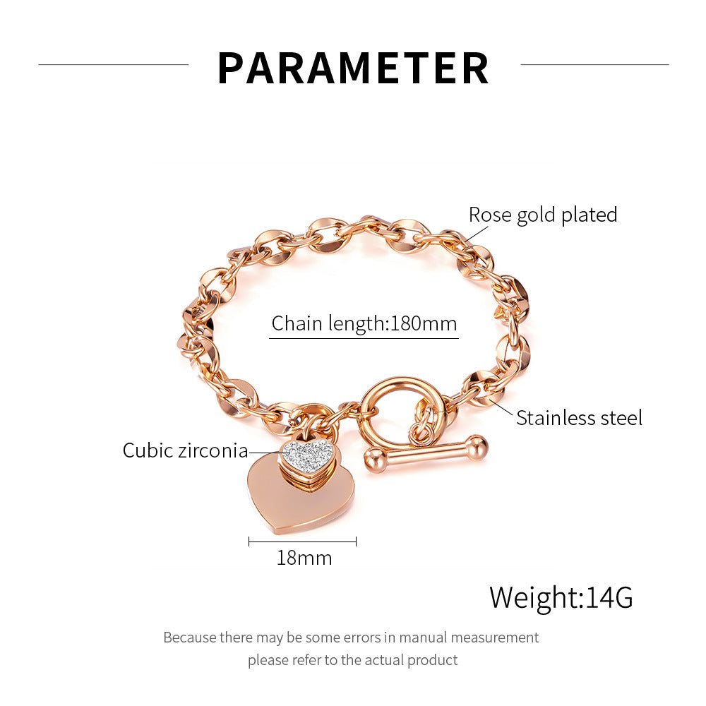 Minimalist Heart Bracelet for Women - Titanium Steel European Jewelry | Elegant Everyday Chain