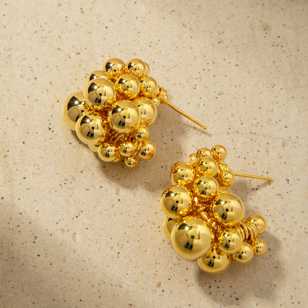 18K Gold Plated Ball Drop Earrings - Y2K Chunky Hoop Earrings for Women | Luxury Minimalist Ear Jewelry