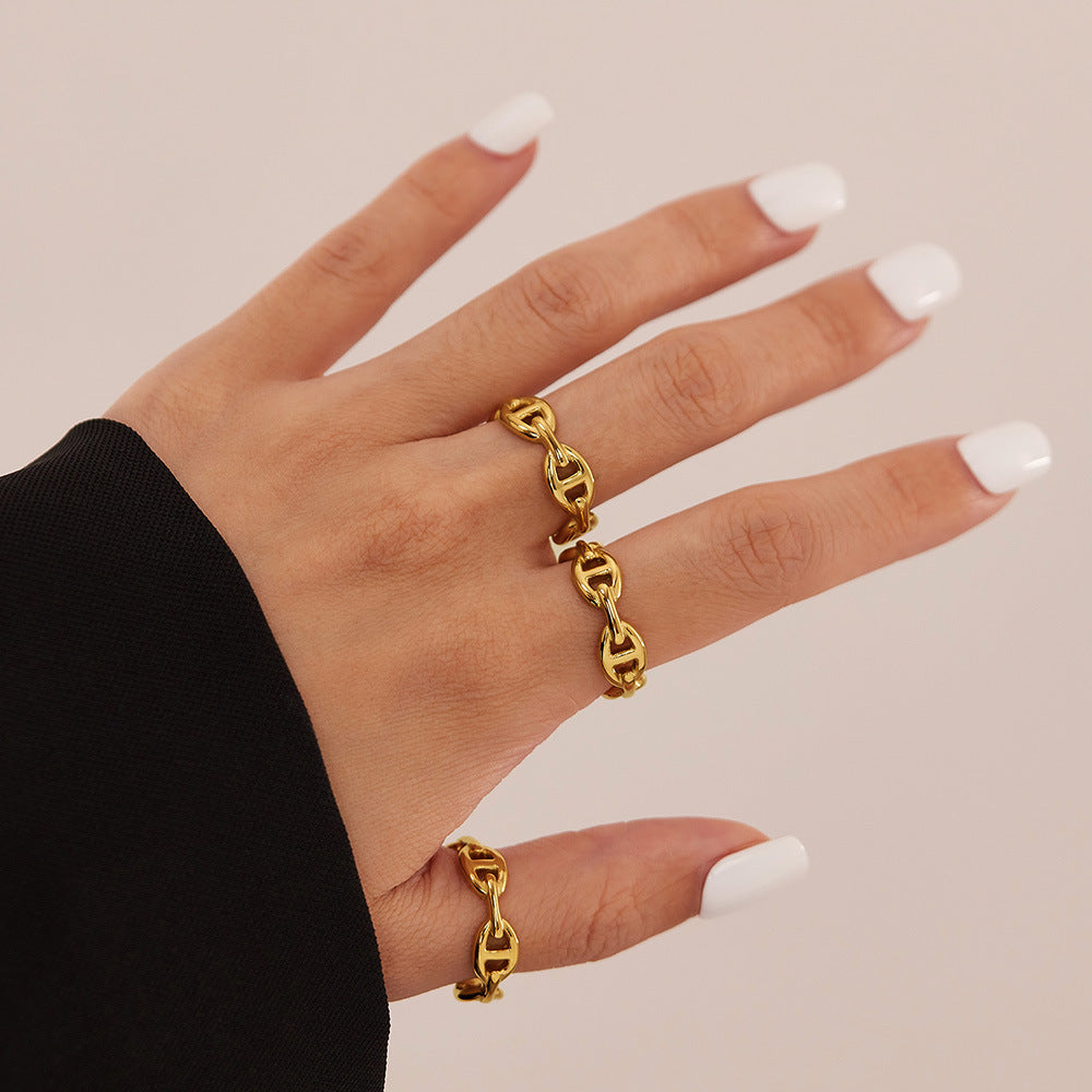 Minimalist Titanium Steel Ring for Women - Hollow Geometric Jewelry | Trendy Stackable Ring Gift