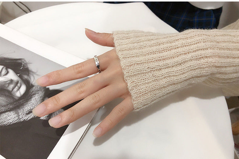 S925 Sterling Silver Ring Lucky Fashion Ins Trend Simple Adjustable Ring