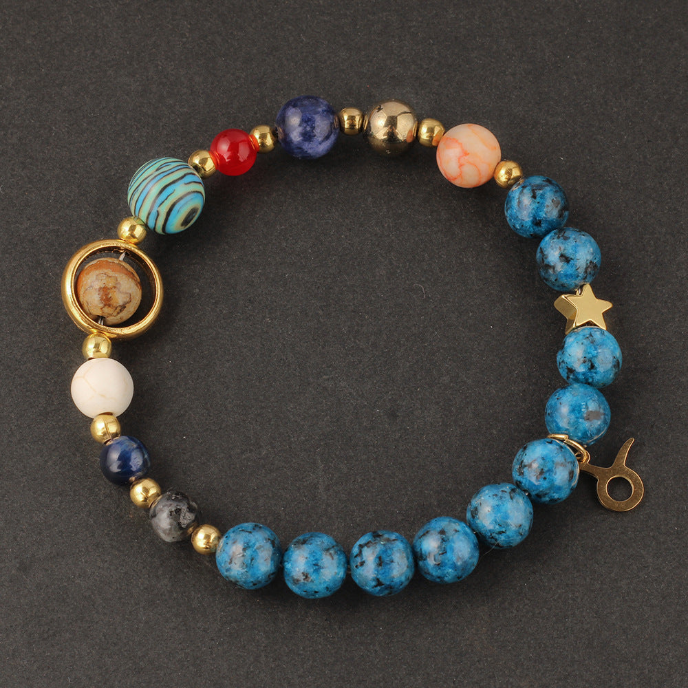 Planet 12 Constellation Logo Natural Stone Bracelet Unisex