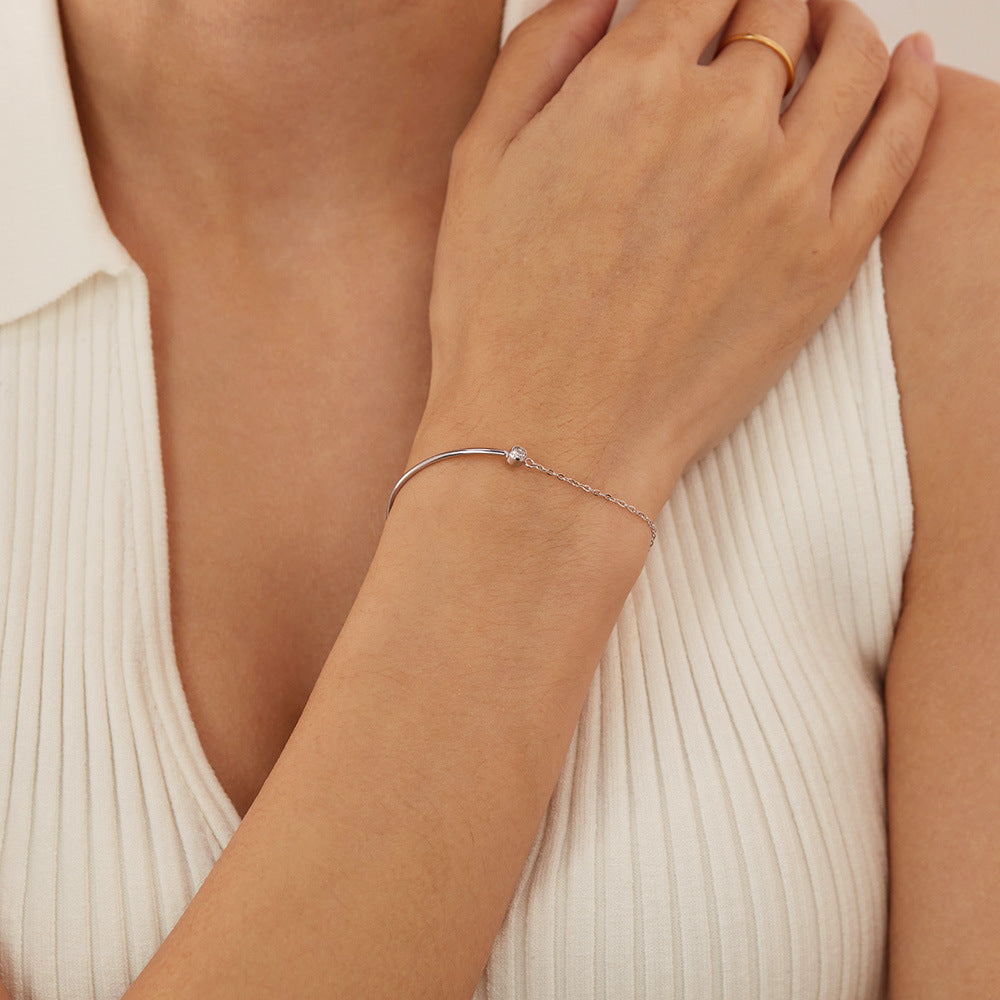 Minimalist Titanium Steel Bracelet for Women – Zirconia Dainty Hand Chain, Luxury Summer Jewelry