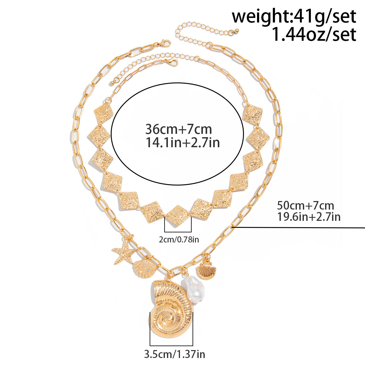 Starfish & Seashell Pendant Layered Necklace
