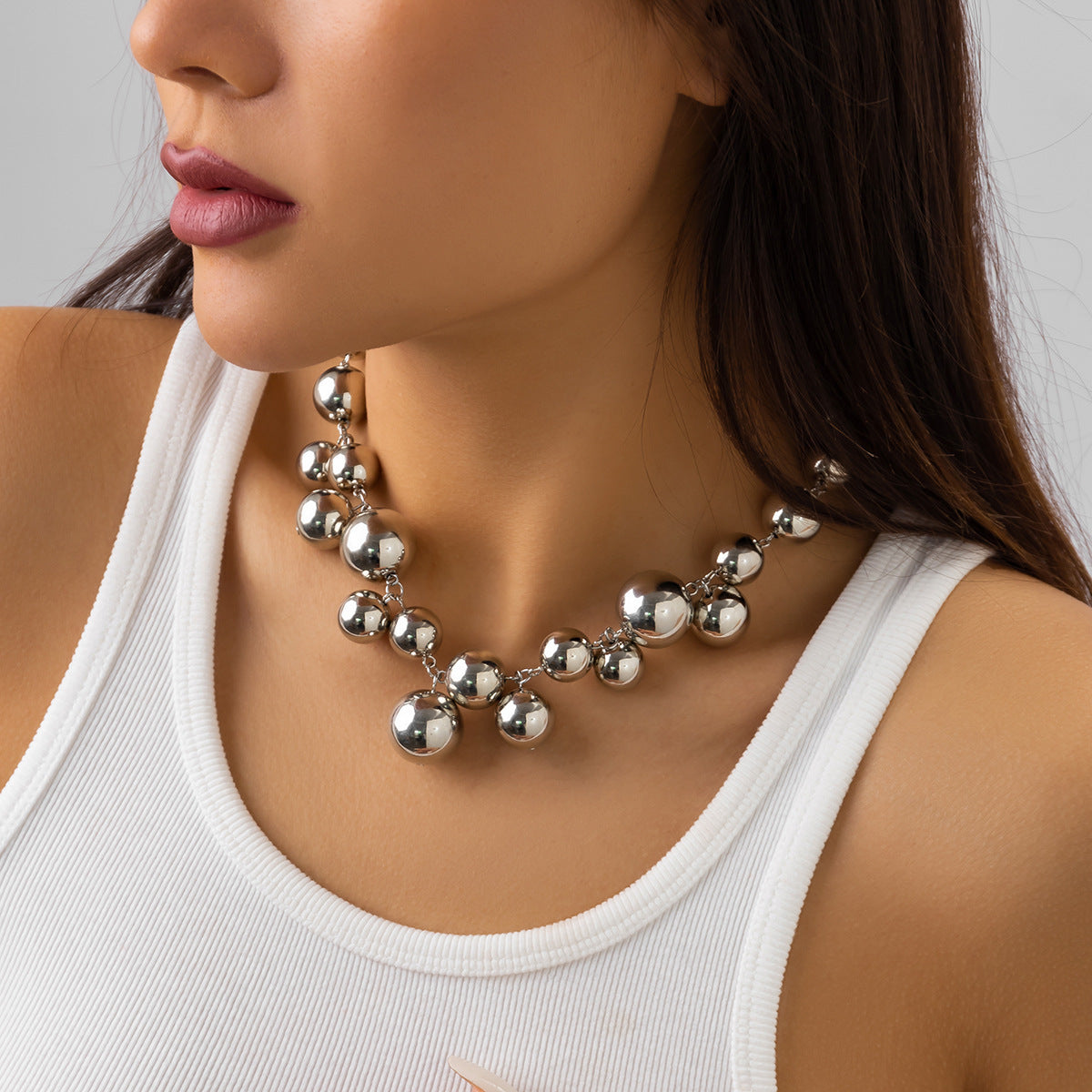 Light Luxury French Retro Imitation Pearl Necklace for Women Punk Style Necklace
