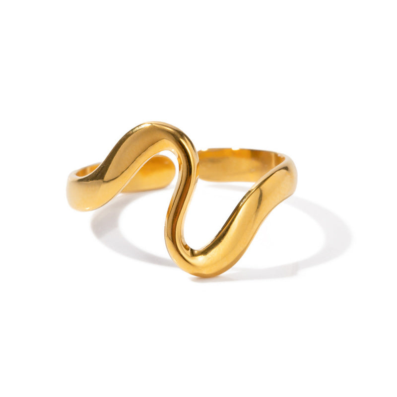Minimalist Serpent Ring - Adjustable Titanium Steel Coil Band, Unique Geometric Shape