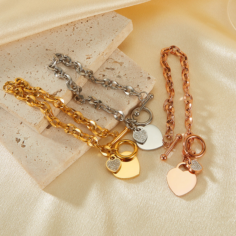 Minimalist Heart Bracelet for Women - Titanium Steel European Jewelry | Elegant Everyday Chain
