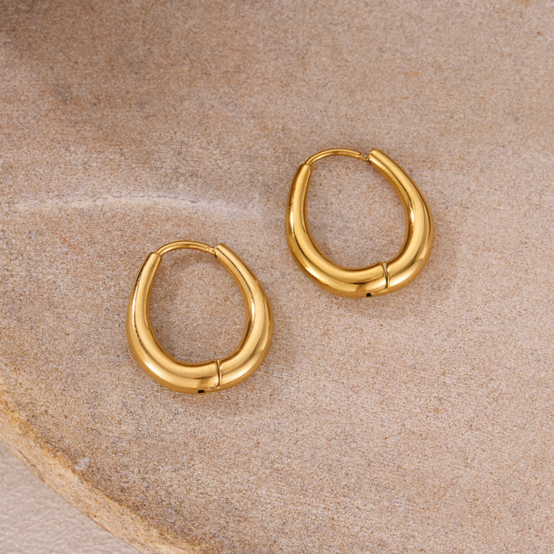 Dainty U Shaped Earrings Titanium Steel Retro Hoops Classic Unisex Stud Earrings