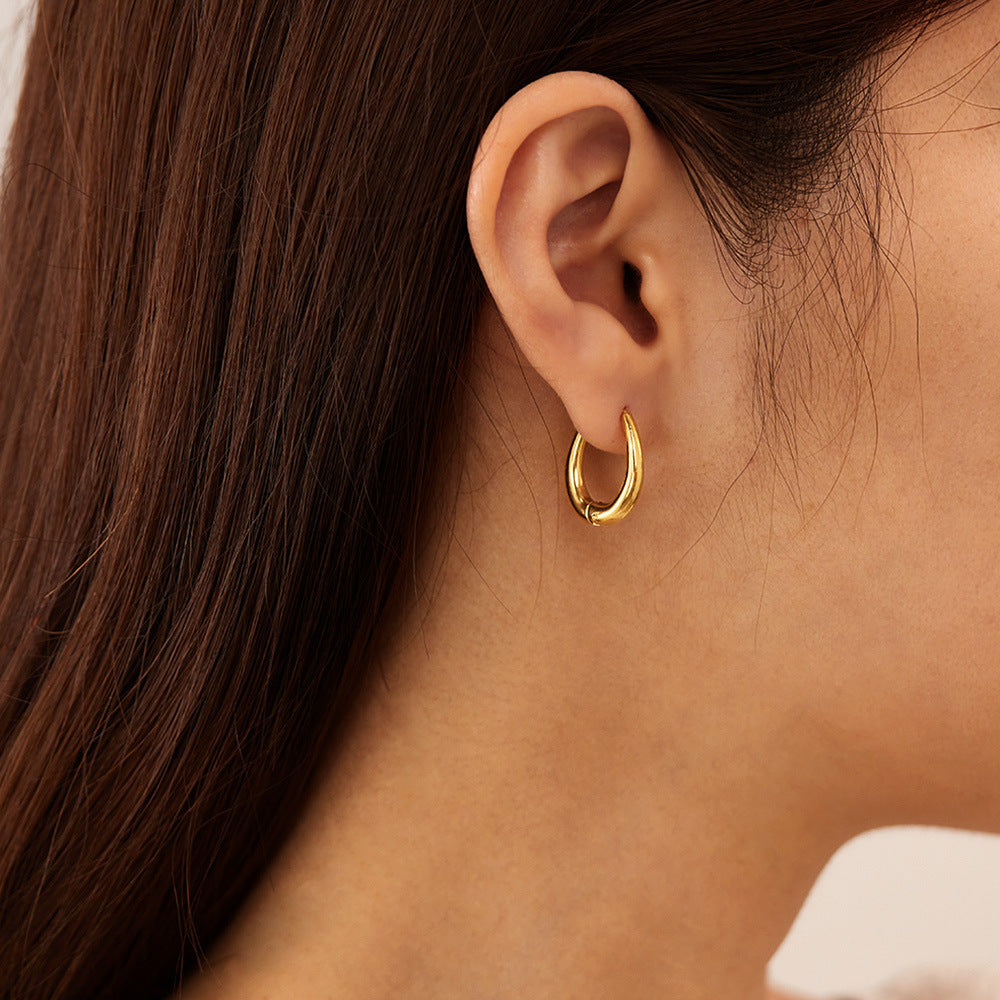 Dainty U Shaped Earrings Titanium Steel Retro Hoops Classic Unisex Stud Earrings