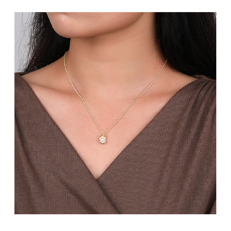S925 Sterling Silver INS Shell Pearl Necklace Clavicle Chain Irregular Sweater Chain