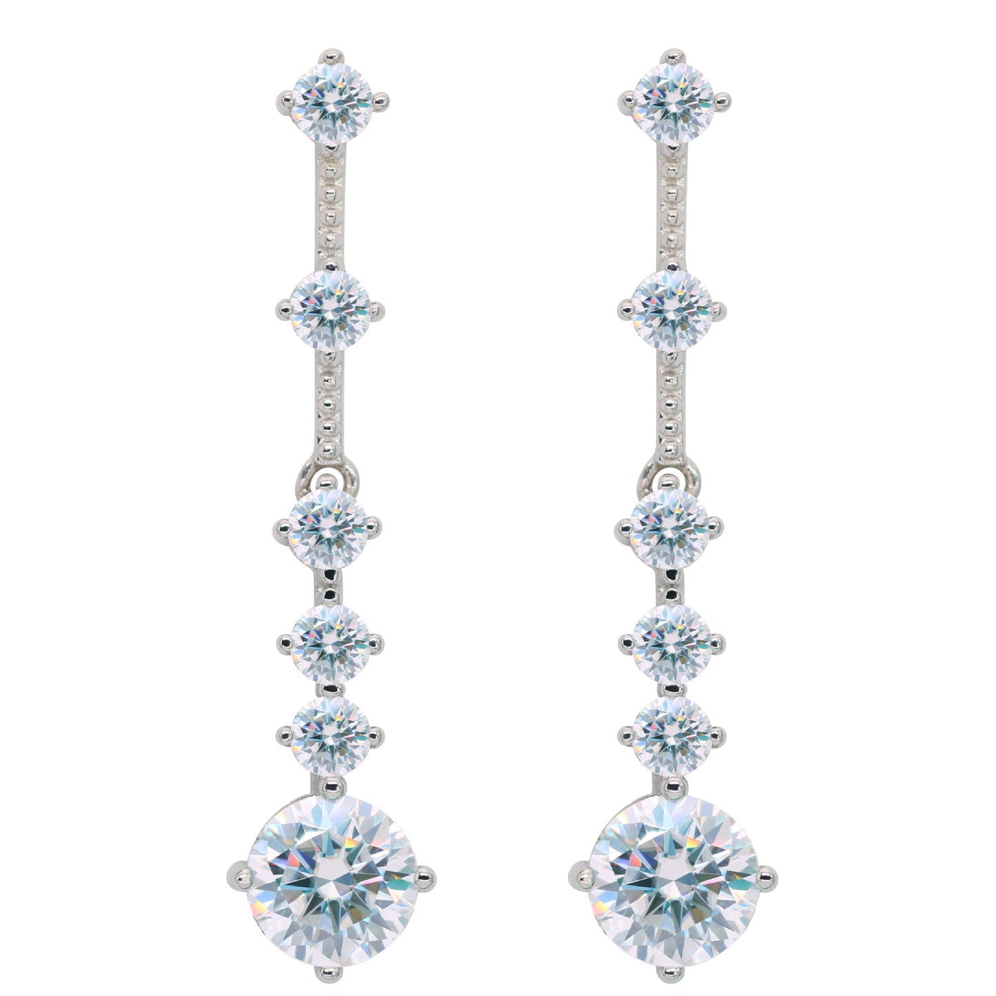 Moissanite Earrings Elegant Heavy Craft Long Tassel S925 Sterling Silver Drop Earrings