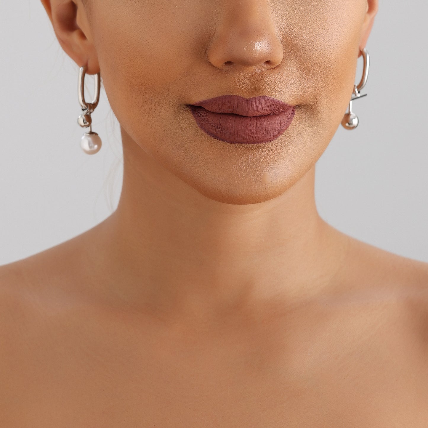 U-Shaped Pearl Earrings - Hollow Geometric Drop Ear Climbers | Minimalist Shell Jewelry