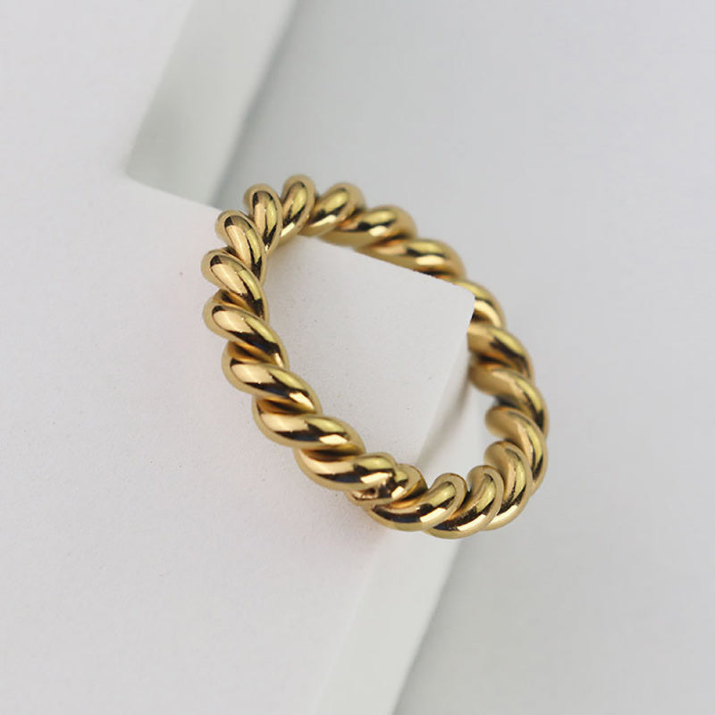 18K Gold Plated Twisted Ring Titanium Steel Adjustable Knuckle Ring