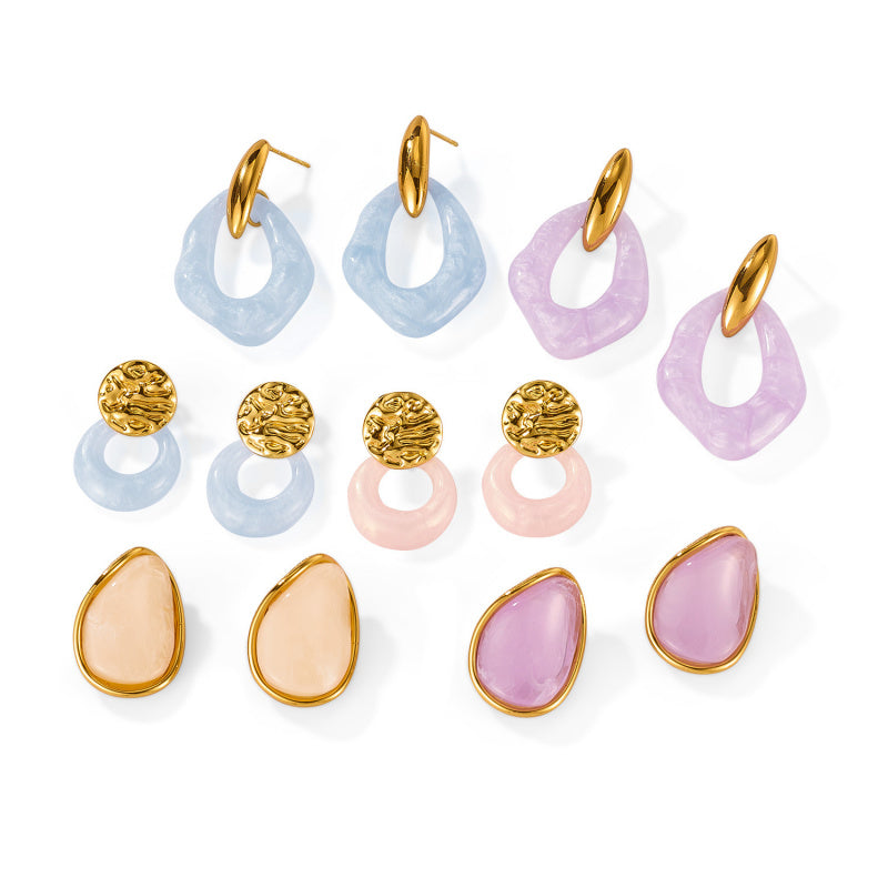 Trendy Titanium Steel Earrings - Summer Vacation Hoops