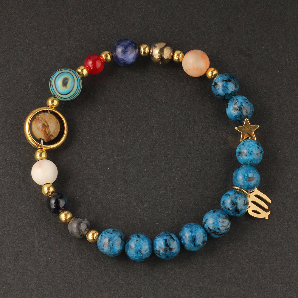 Planet 12 Constellation Logo Natural Stone Bracelet Unisex