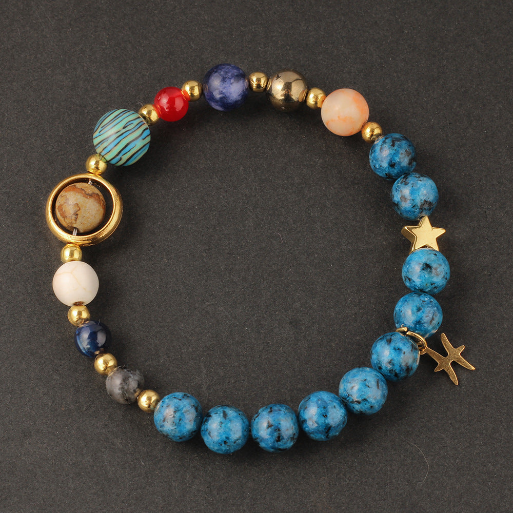 Planet 12 Constellation Logo Natural Stone Bracelet Unisex