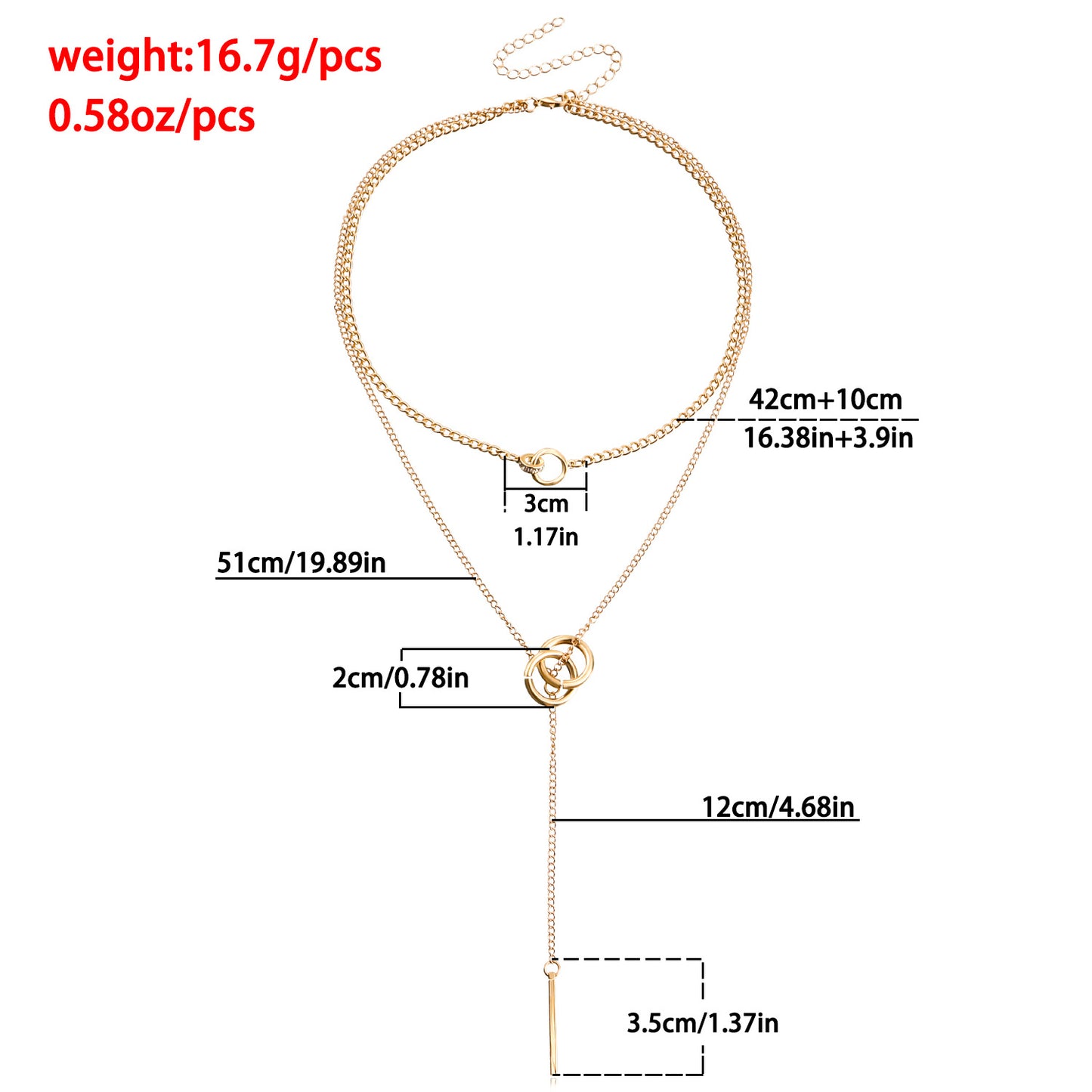 Double Layered Choker Necklace - Edgy Fringe Pendant Y2K Chain | Trendy Minimalist Dainty Jewelry for Women