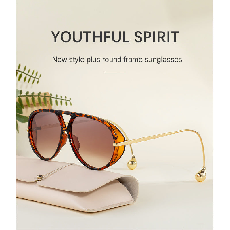 2025 New Sunglasses for Women Double Bridge Personality Frog Glasses, Sun Protection Aviator Sunglasses