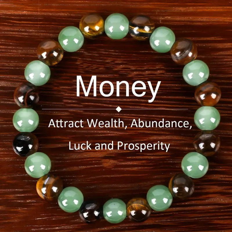 Relaxing Success Prosperity & Abundance Crystal Bracelet Natural Stone Beaded Stretch Jewelry