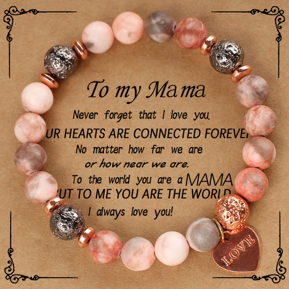 Natural Stone Bracelet Pink Zebra Flame Stone Love Pendant Mother's Day Gift Bracelet Unisex Exclusive