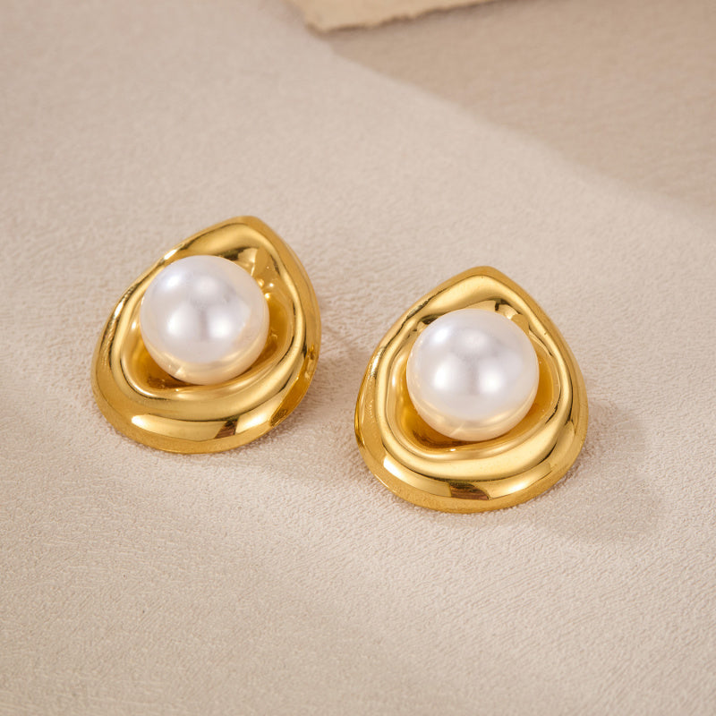 Minimalist Luxury Titanium Steel Studs with Pearl Dainty Boho Chic Jewelry