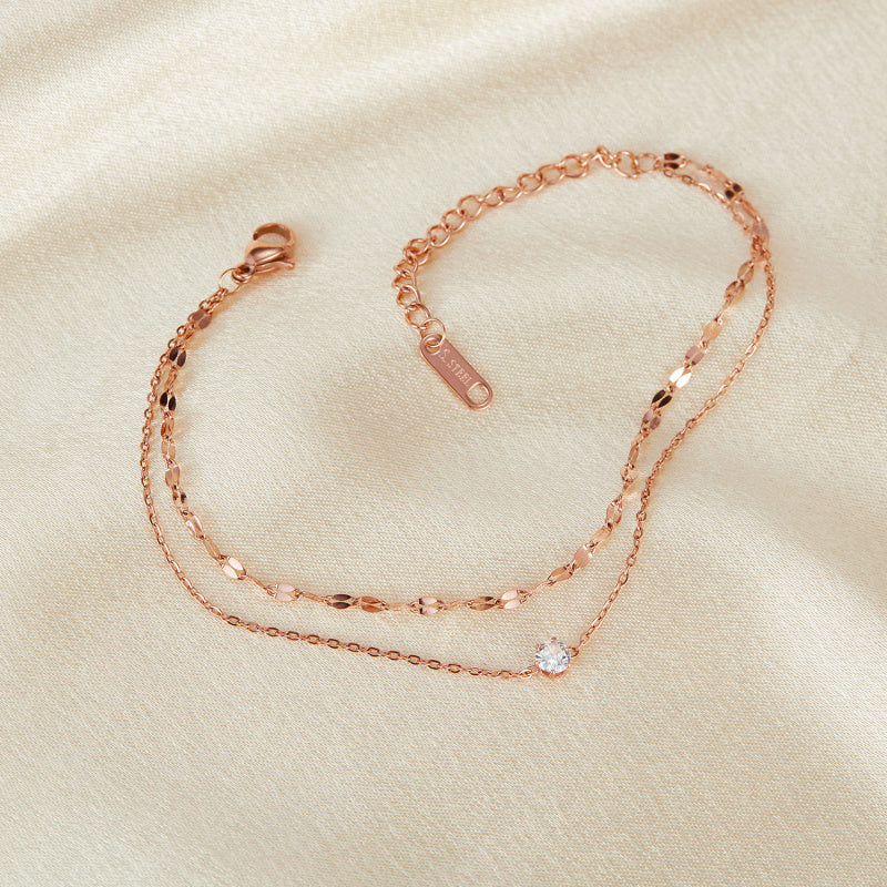 Zircon Titanium Steel Bracelet for Girls - Minimalist Dainty Hand Chain, Trendy Ins Fashion Jewelry