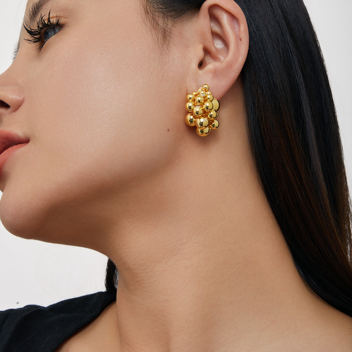 18K Gold Plated Ball Drop Earrings - Y2K Chunky Hoop Earrings for Women | Luxury Minimalist Ear Jewelry