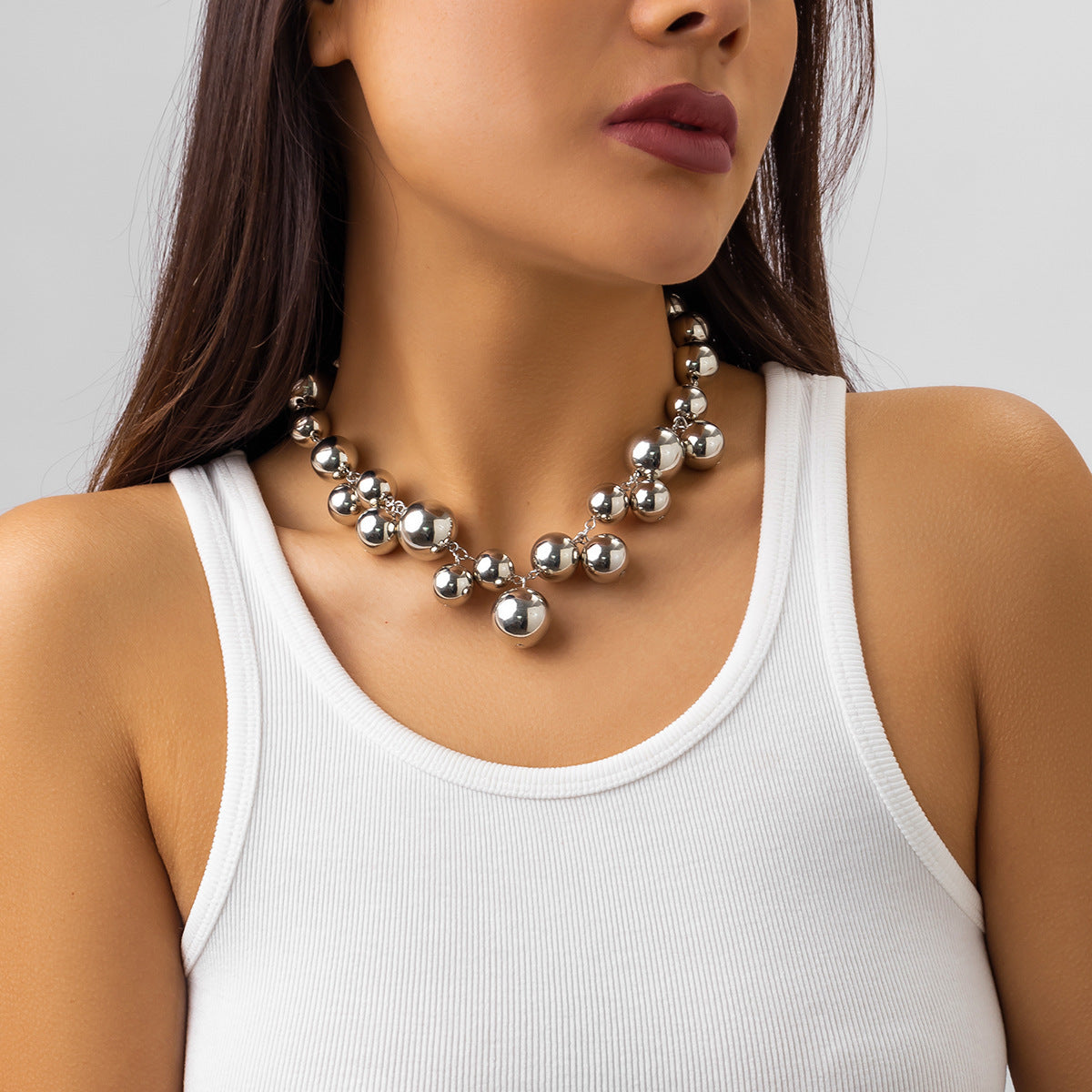 Light Luxury French Retro Imitation Pearl Necklace for Women Punk Style Necklace