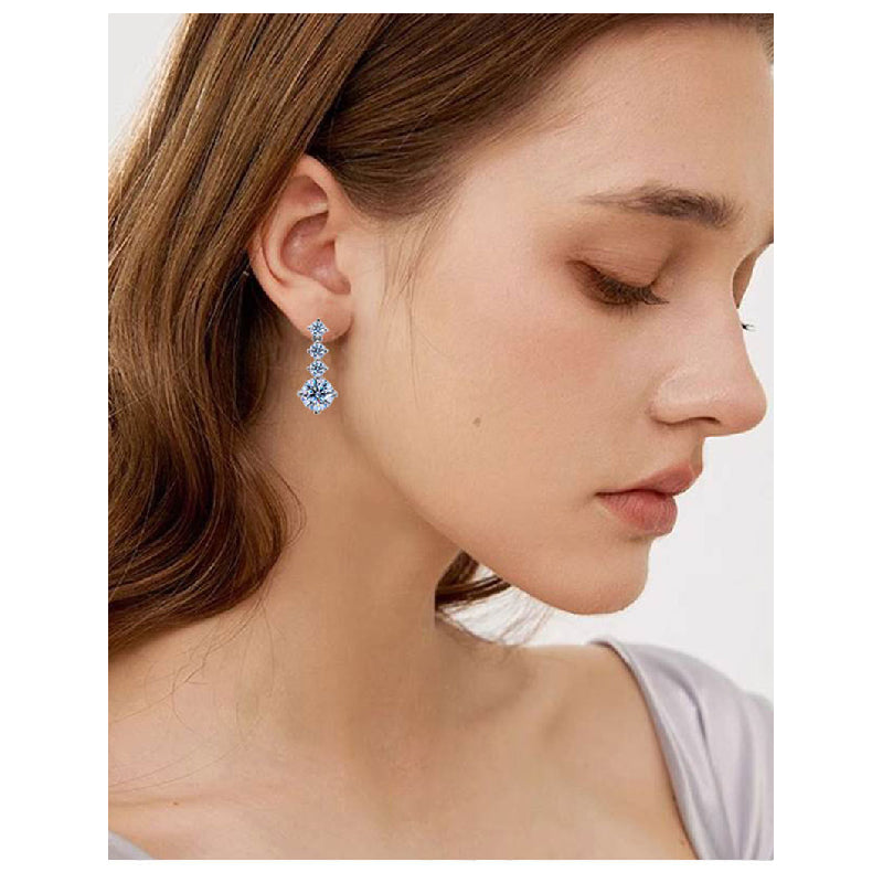 S925 Sterling Silver Earrings Pulsatile Heart Round Moissanite
