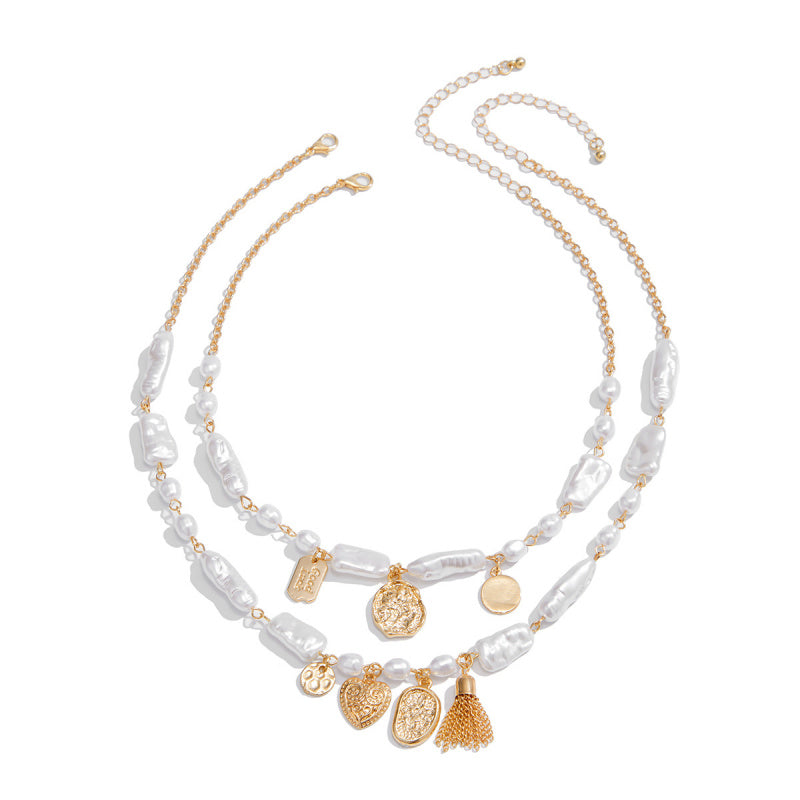 French-Inspired Pearl Beaded Necklace Dainty Layering Chain Y2K Jewelry for Women