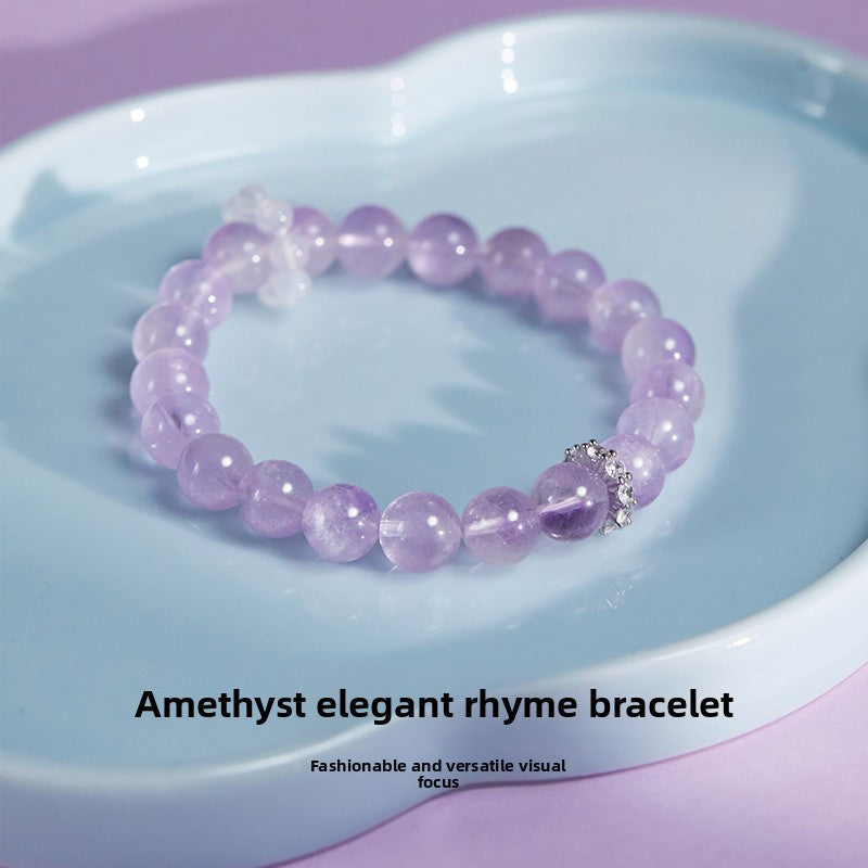 Amethyst & White Chalcedony Bracelet for Women | 925 Silver Dainty Jewelry | Unique Minimalist Gift for Valentine's Day