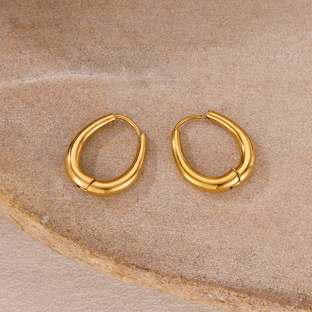 Dainty U Shaped Earrings Titanium Steel Retro Hoops Classic Unisex Stud Earrings