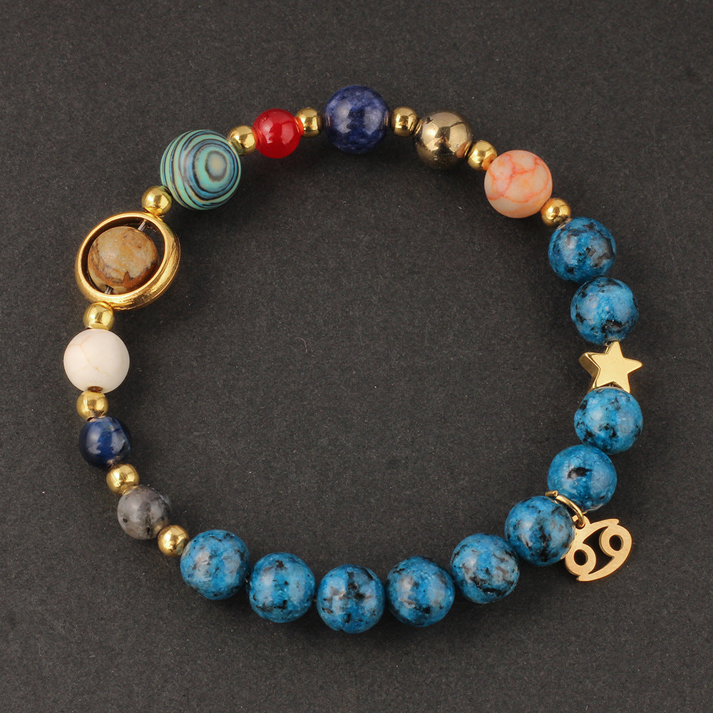 Planet 12 Constellation Logo Natural Stone Bracelet Unisex
