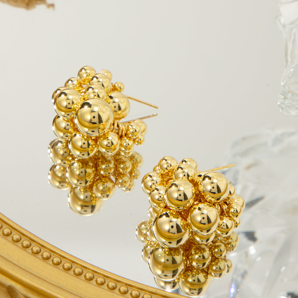 18K Gold Plated Ball Drop Earrings - Y2K Chunky Hoop Earrings for Women | Luxury Minimalist Ear Jewelry