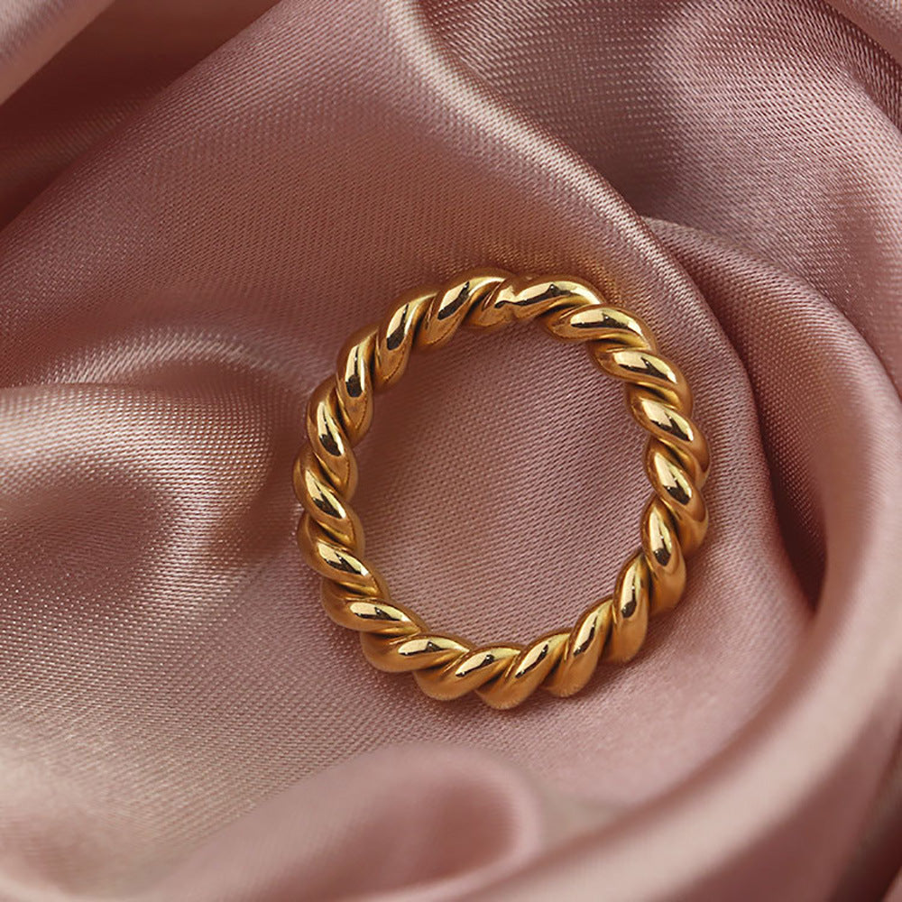 18K Gold Plated Twisted Ring Titanium Steel Adjustable Knuckle Ring