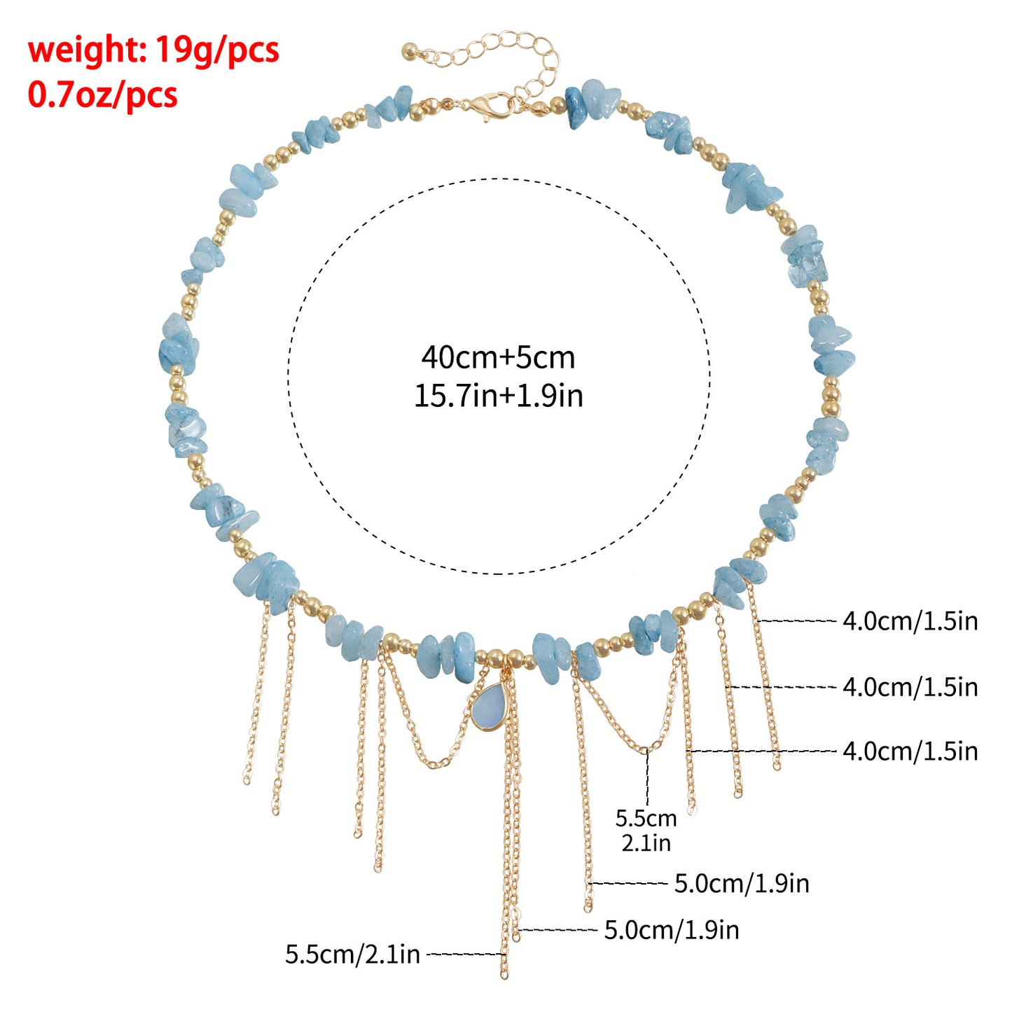 Natural Stone Pendant Necklace - INS Light Luxury Water Drop Fringe Choker | Dainty Layered Chain for Women