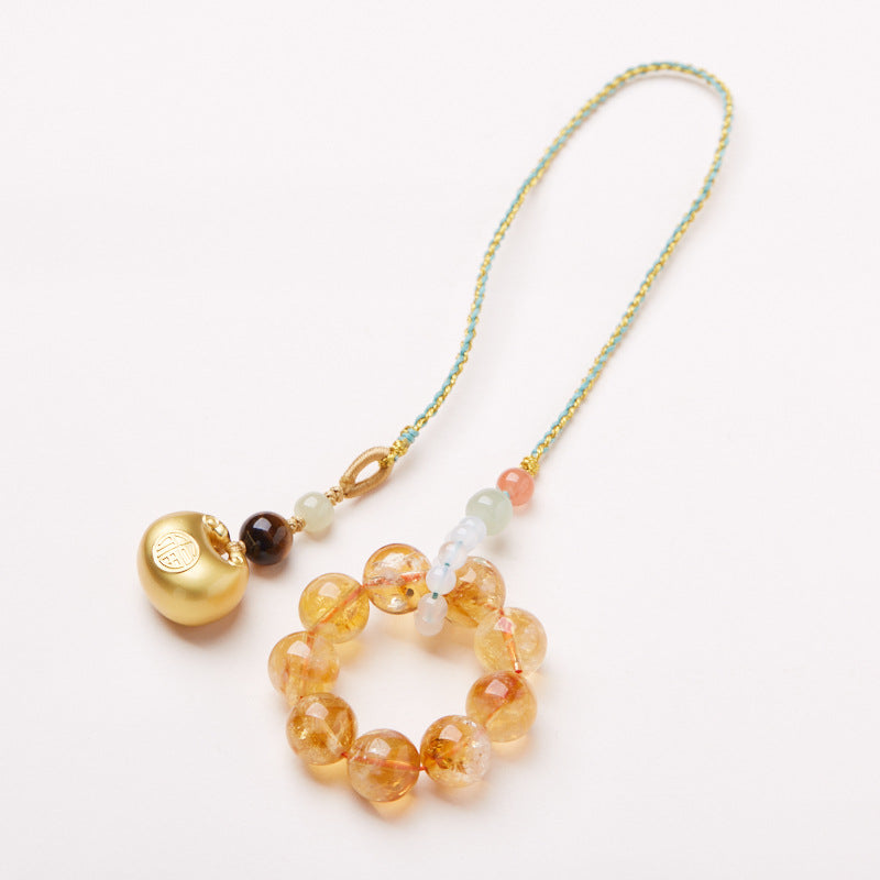 Splendid Future Multi-purpose Chinese 'Fortune Lock' Golden Aze Crystal Bag Charm