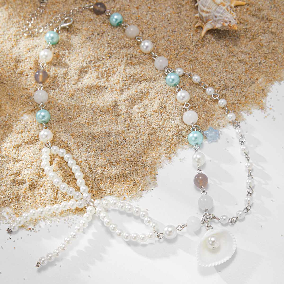 French-Inspired Pearl Beaded Necklace Dainty Layering Chain Y2K Jewelry for Women