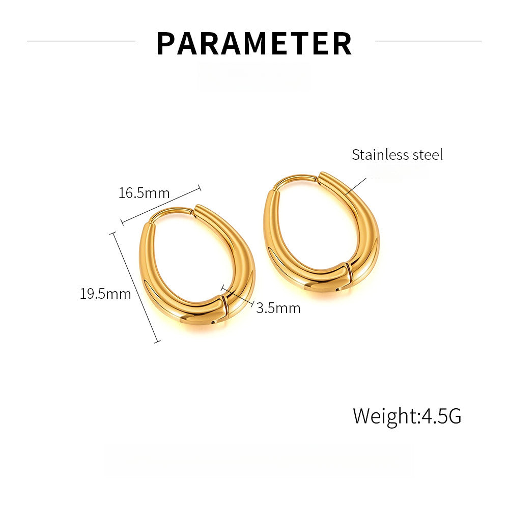 Dainty U Shaped Earrings Titanium Steel Retro Hoops Classic Unisex Stud Earrings