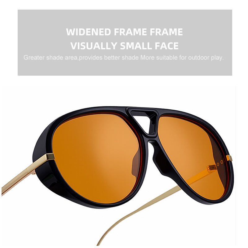 2025 New Sunglasses for Women Double Bridge Personality Frog Glasses, Sun Protection Aviator Sunglasses