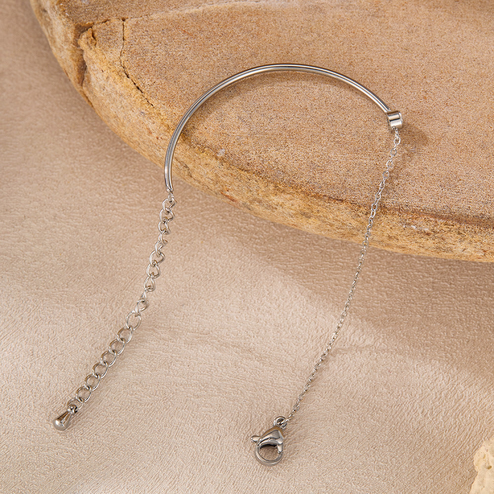 Minimalist Titanium Steel Bracelet for Women – Zirconia Dainty Hand Chain, Luxury Summer Jewelry