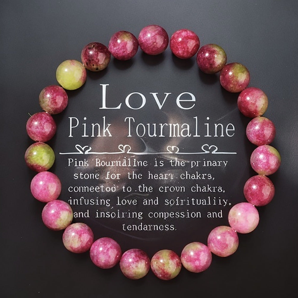 Natural Stone Crystal Bracelet Pink Tourmaline for Love