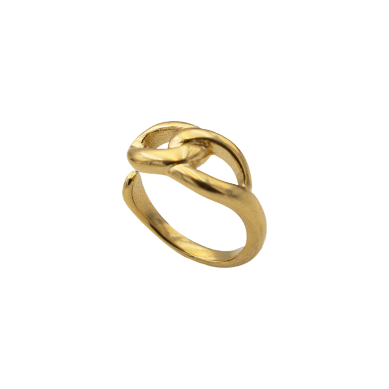 18K Gold Plated Chain Link Knuckle Ring Stainless Steel Designer Jewelry with Adjustable Fit