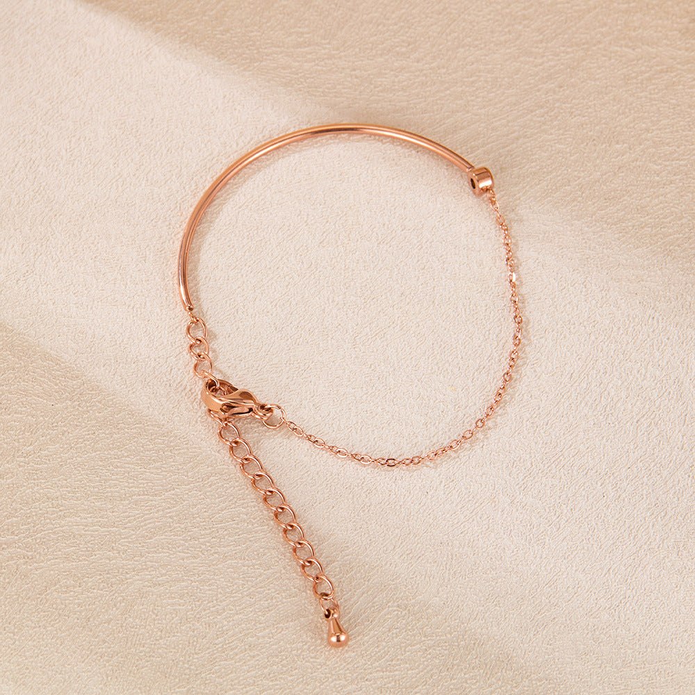 Minimalist Titanium Steel Bracelet for Women – Zirconia Dainty Hand Chain, Luxury Summer Jewelry