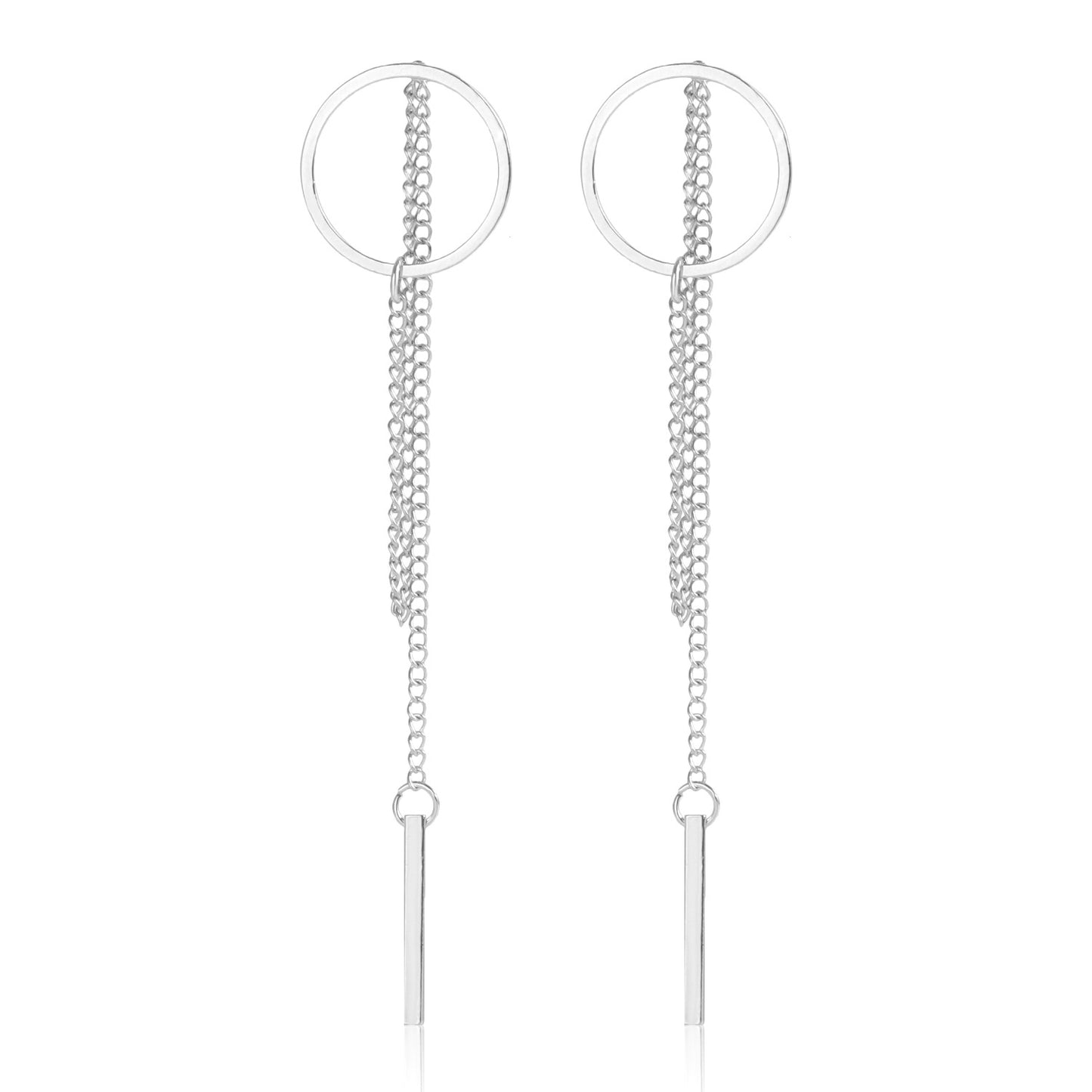Geometric Cutout Hoop Earrings with Long Fringe | Minimalist Luxury Drop Dangles for Women