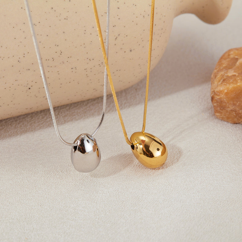 Teardrop Pendant Titanium Steel Necklace for Women - Minimalist Dainty Stainless Steel Jewelry | Trendy Versatile Layering Chain