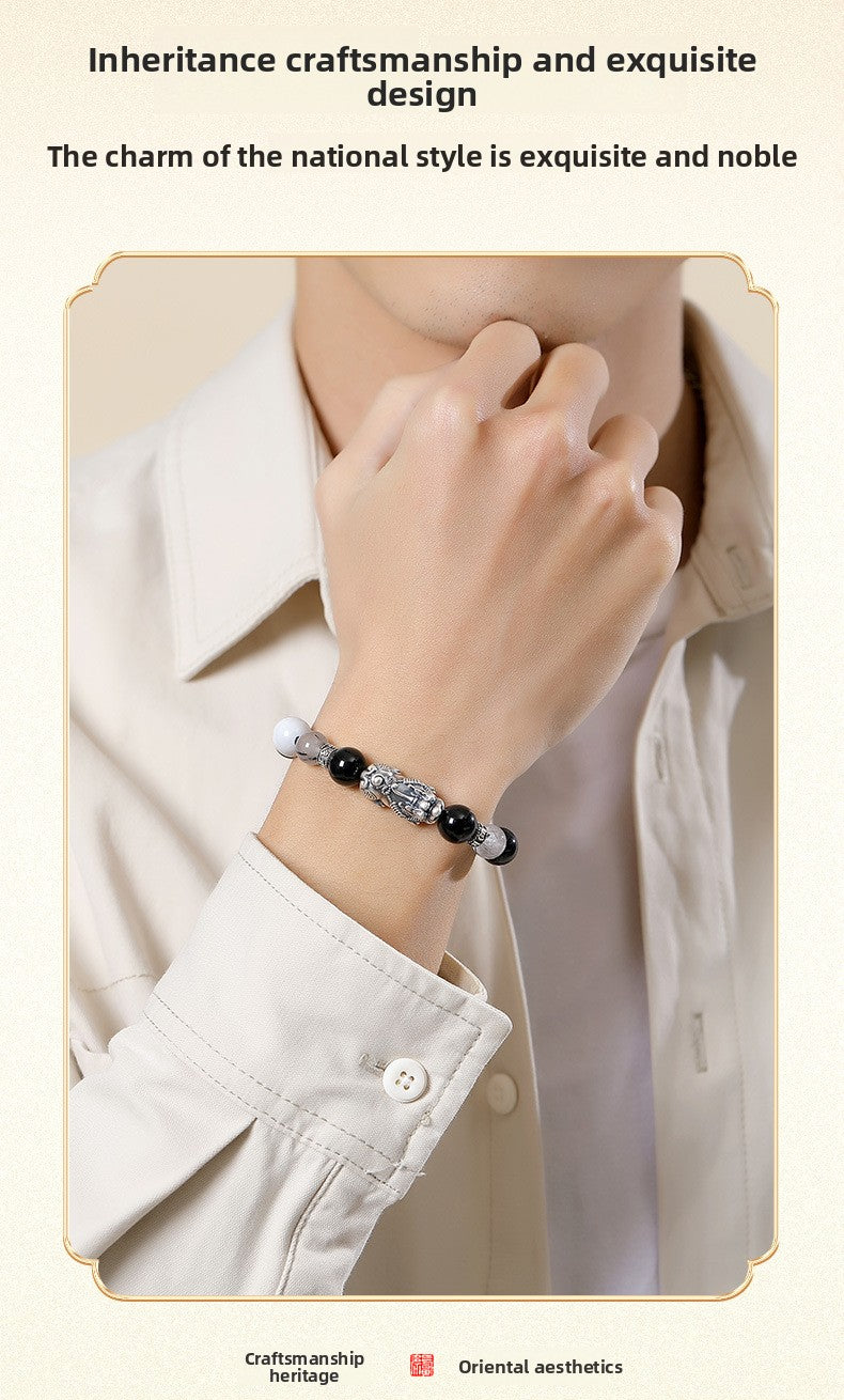 999 Pure Silver Lucky Pi Xiu Couple Bracelet - Chinese Knotwork Rope for Him & Her | Fu Symbol Protection Jewelry | Unique Valentine's Day Gift