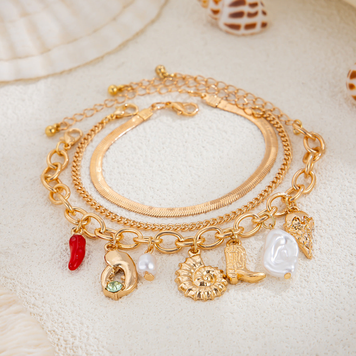 Multi-Pendant Layered Bracelet - Dainty Stackable Chain for Women | Minimalist Luxury Jewelry