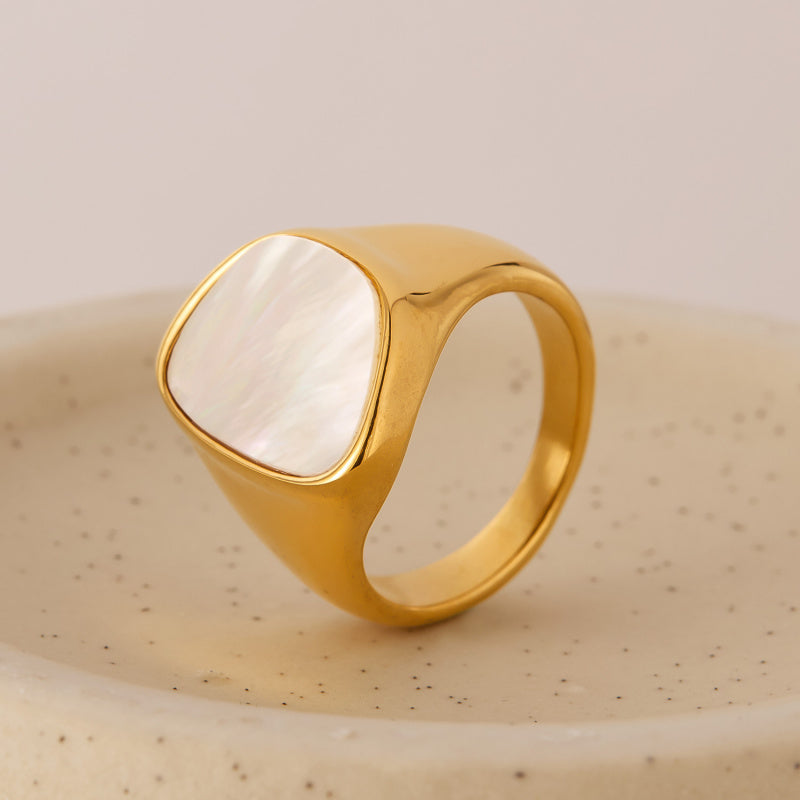 Minimalist Geometric Seashell Ring – Titanium Steel Women's Band, Edgy Stylish Jewelry